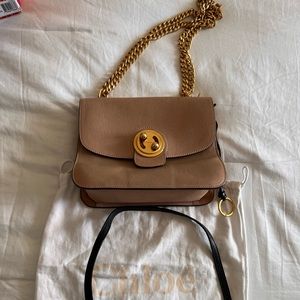 Chloe Bag Nude with Black Strap and Gold Chain